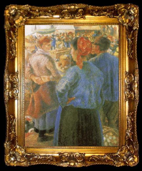 framed  Camille Pissarro Poultry Market at Pontoise, ta009-2